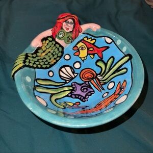 HAND-PAINTED “UNDER THE SEA” PEDESTAL BOWL BY ARTIST NICOLE ENGBLOM